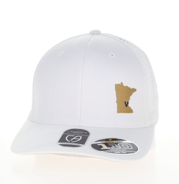 FlexFit 110: White with Gold State of MN Logo Hat